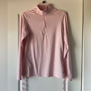 Straight Down Performance Golf 1/4 Zip Pullover Women Medium pink stripe stretch